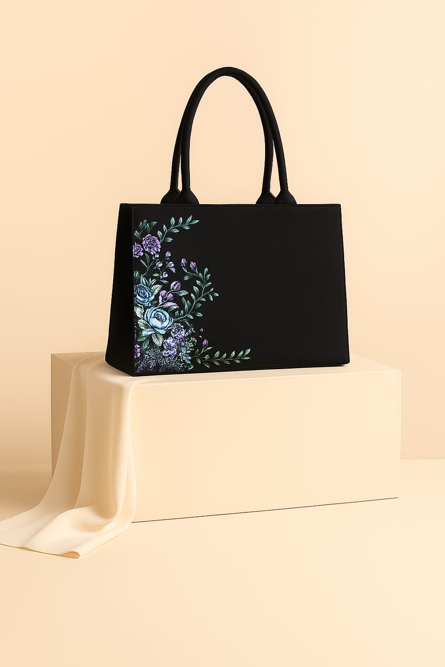 MIDNIGHT BLOSSOM TOTE